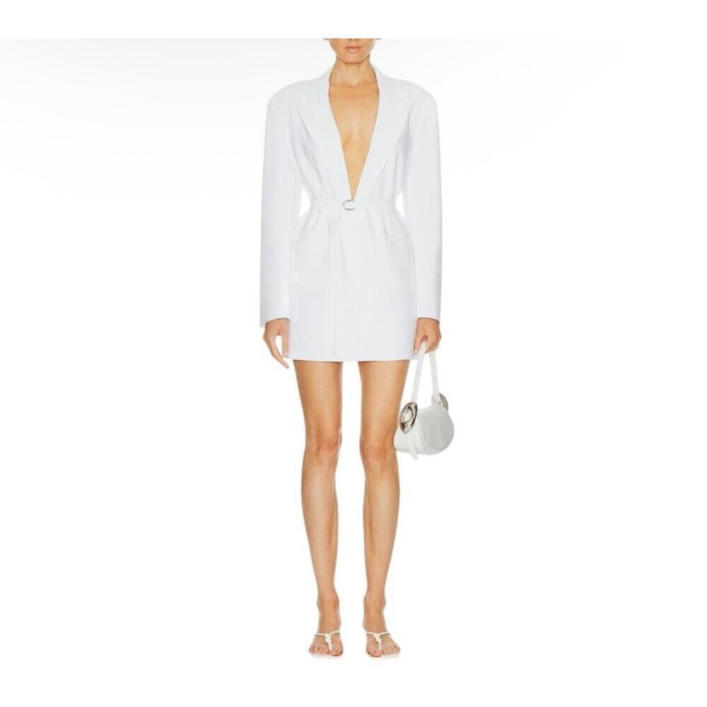 Norma Kamali Easy Fit Blazer Dress Snow White Tuxedo Mini Bridal Size Medium